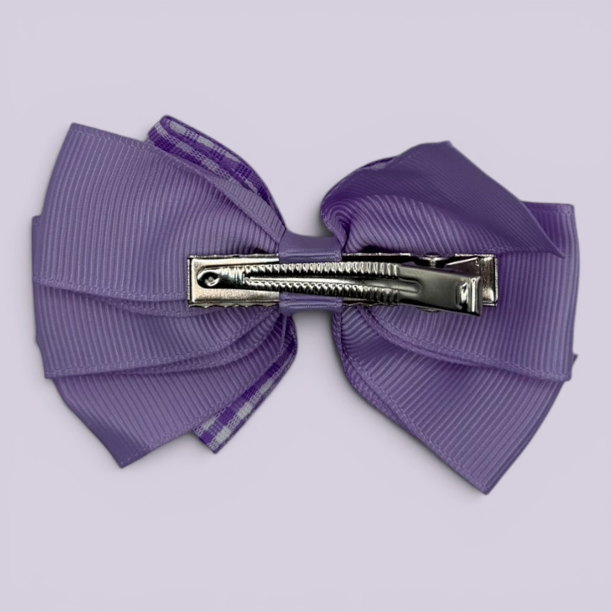 Lilac gingham pinwheel bow clip on card