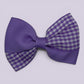 Lilac gingham twisted school hair bow clip