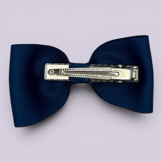 Navy blue bowtie bow clip on card