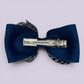 Navy blue gingham double bow clip on card