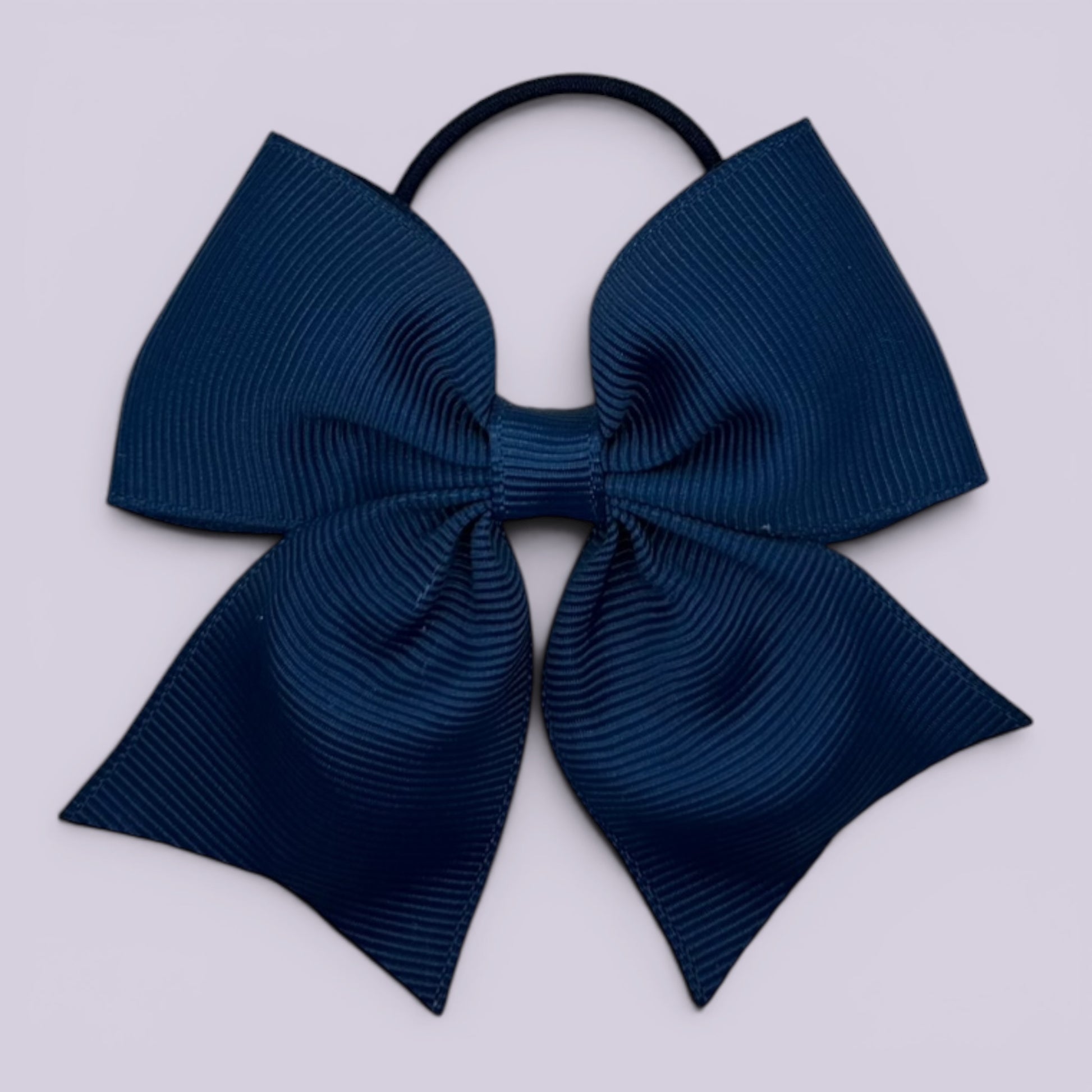 Navy blue four tailed school hair bow bobble