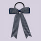 Navy blue gingham tailed school hair bow bobble