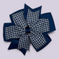 Navy blue gingham school hair bow clip