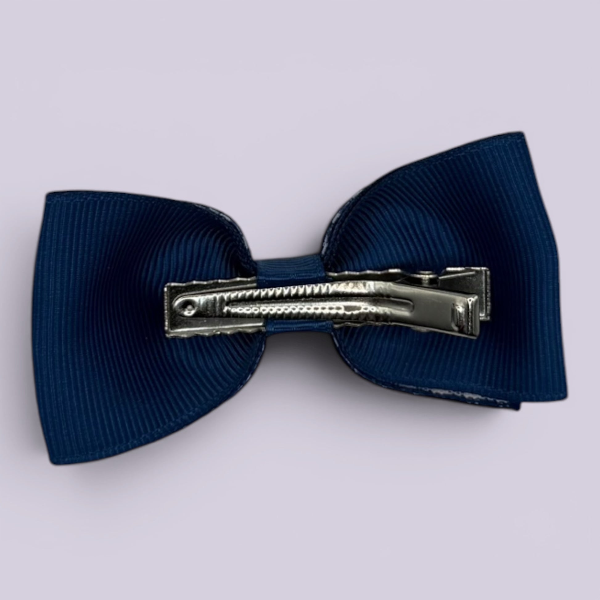 Navy blue gingham bowtie bow clip on card