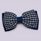 Navy blue gingham bowtie school hair bow clip