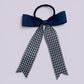 Navy blue gingham bow bobble on card
