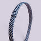 Navy blue gingham headband close up