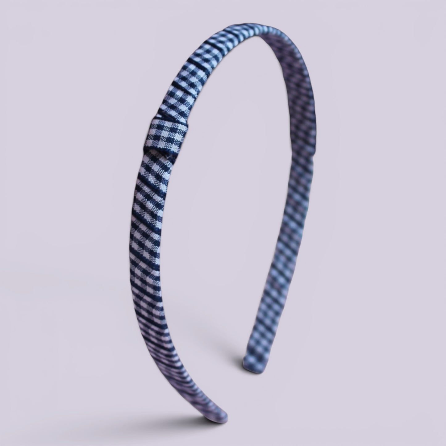 Navy blue gingham school hair headband