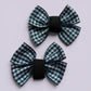 Navy blue gingham matching school shoe bows