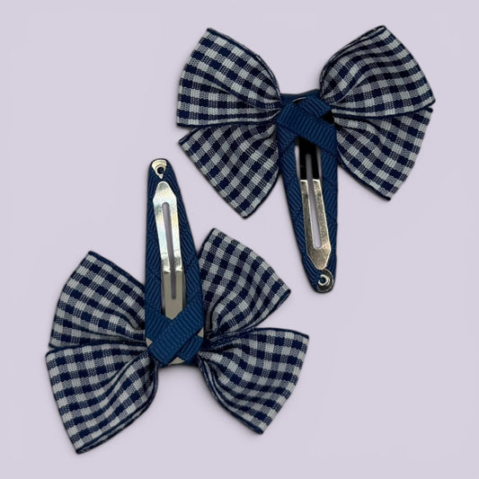 Navy blue gingham butterfly snap clips on card