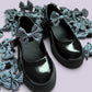 Navy blue gingham shoe bows for school uniform
