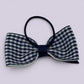 Navy blue gingham bow bobble on card