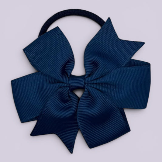 Navy blue pinwheel school hair bow bobble