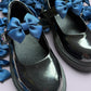 Navy blue school uniform shoe bows
