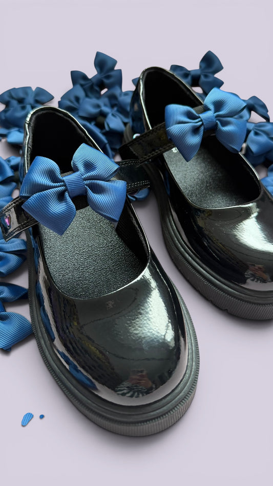 Navy blue school uniform shoe bows