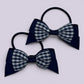 Navy blue gingham hair bow bobbles