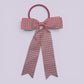 Pink gingham tailed school hair bow bobble