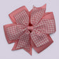 Pink gingham school hair bow clip