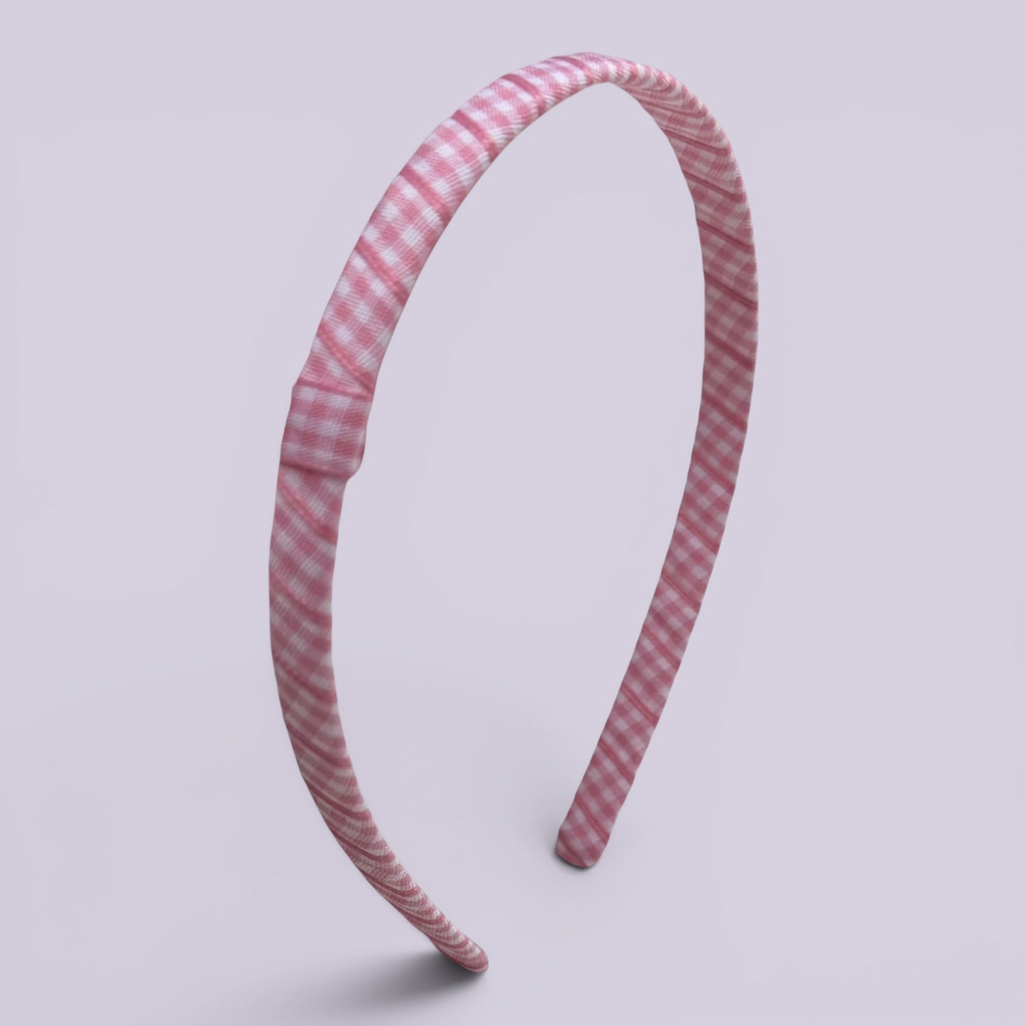 Pink gingham school hair headband