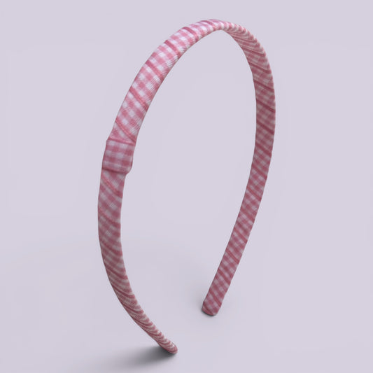 Pink gingham school hair headband