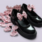Pink gingham shoe bows for school uniform
