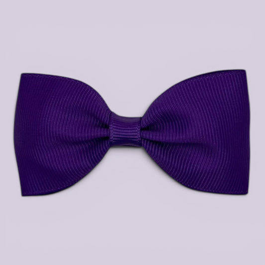 Purple bowtie school hair bow clip