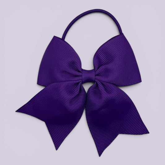 Purple four tailed school hair bow bobble
