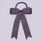 Purple gingham tailed school hair bow bobble