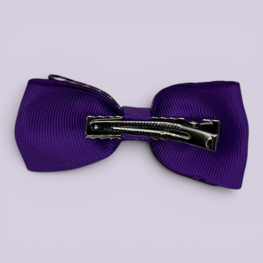 Purple gingham bowtie bow clip on card