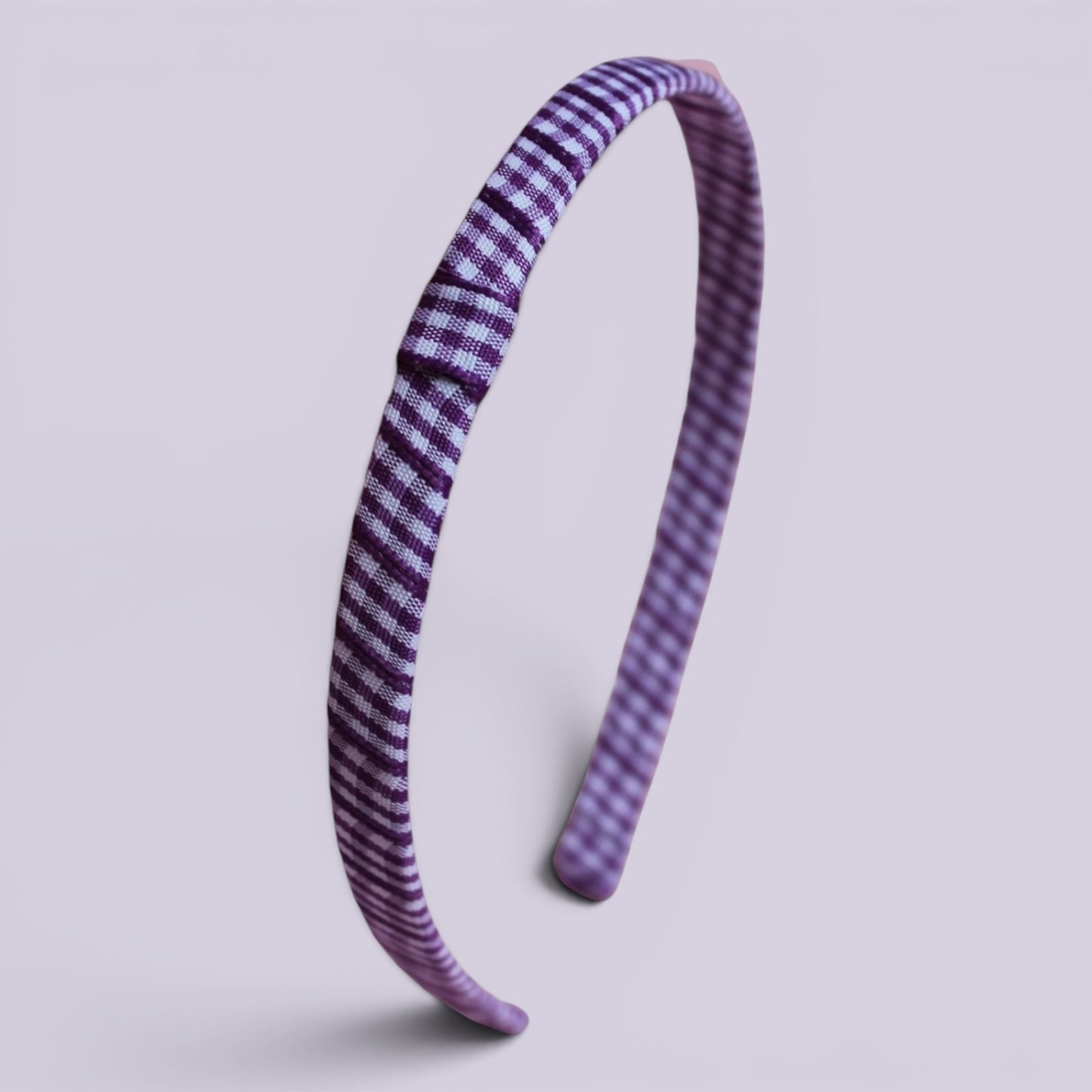 Purple gingham school hair headband