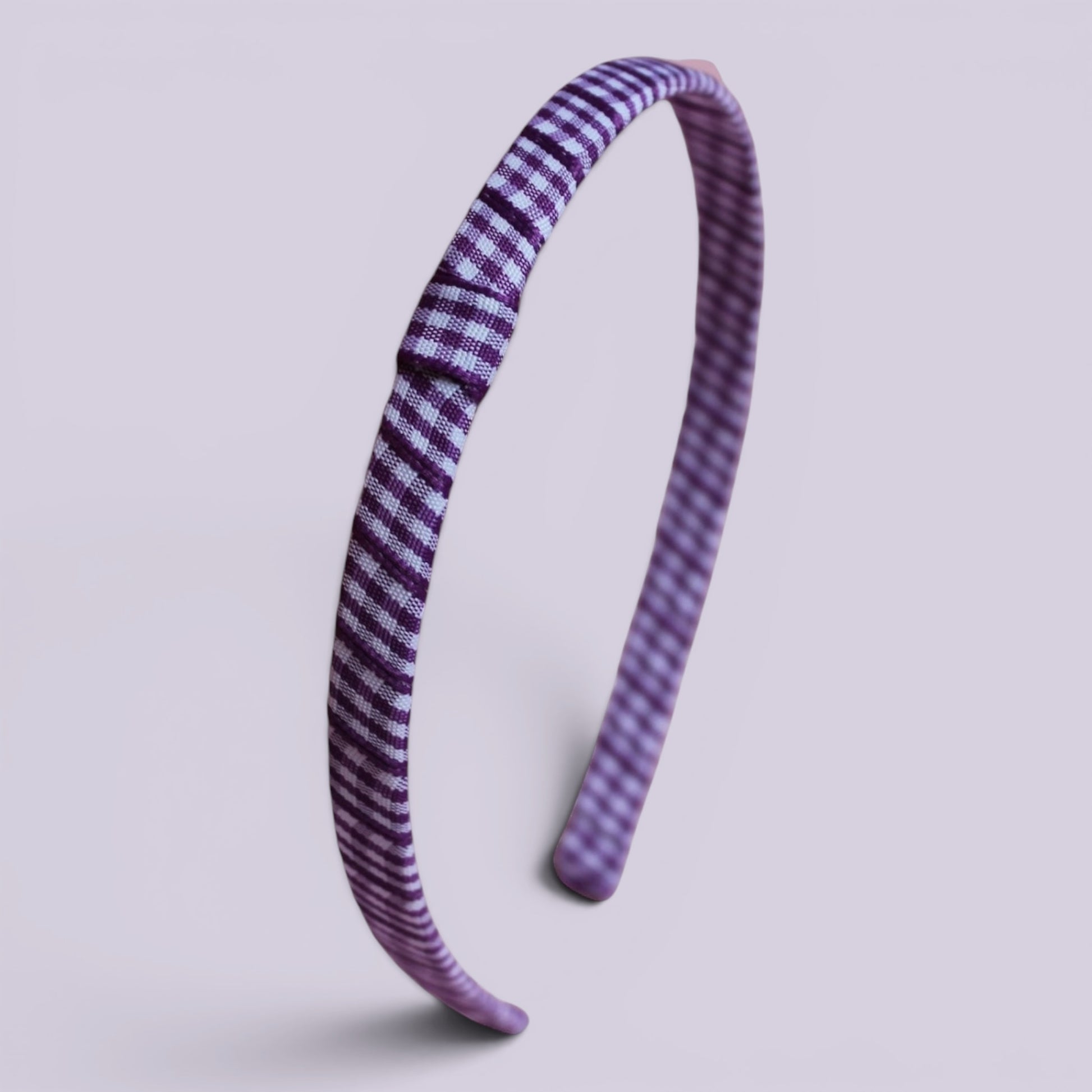Purple gingham school hair headband