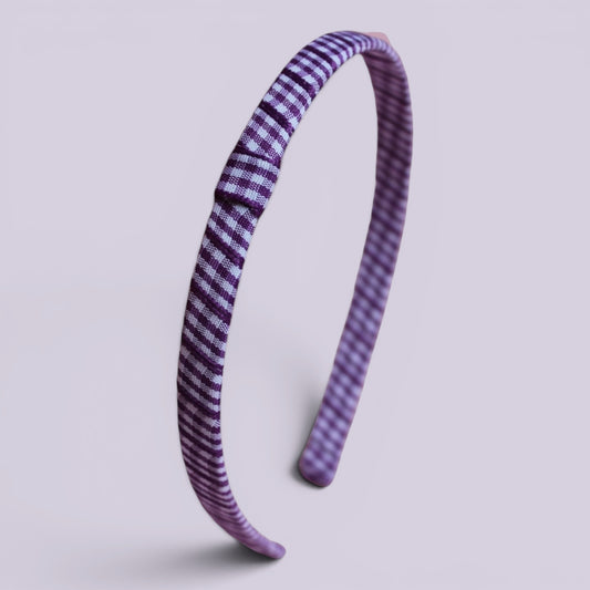Purple gingham school hair headband