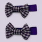 Purple gingham mini bowtie school hair clips
