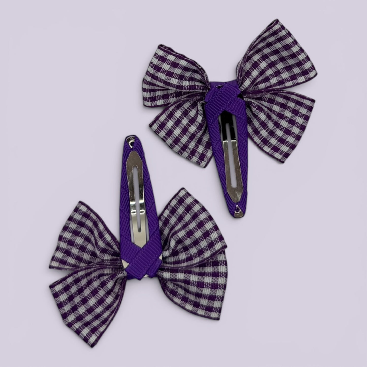 Purple gingham butterfly snap clips on card