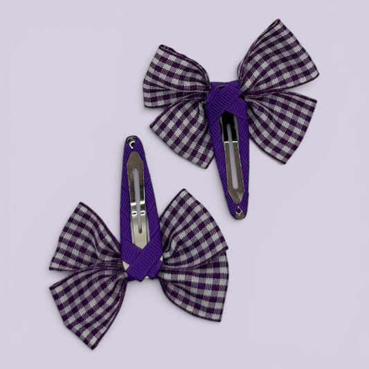 Purple gingham butterfly snap clips on card