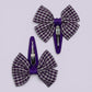 Purple gingham butterfly school snap hair clips
