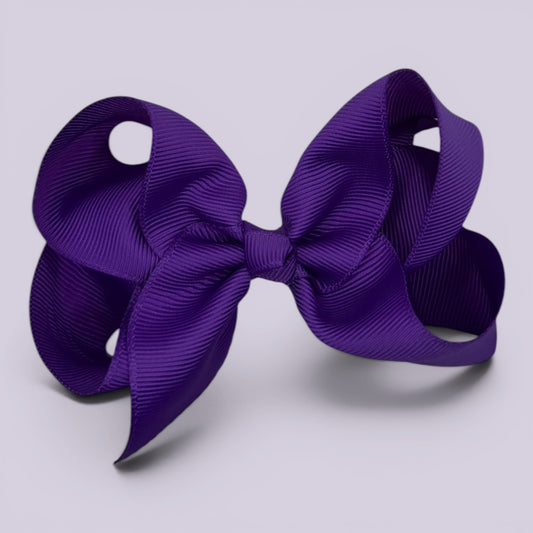 Purple large school hair bow clip