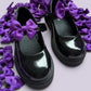 Purple school uniform shoe bows