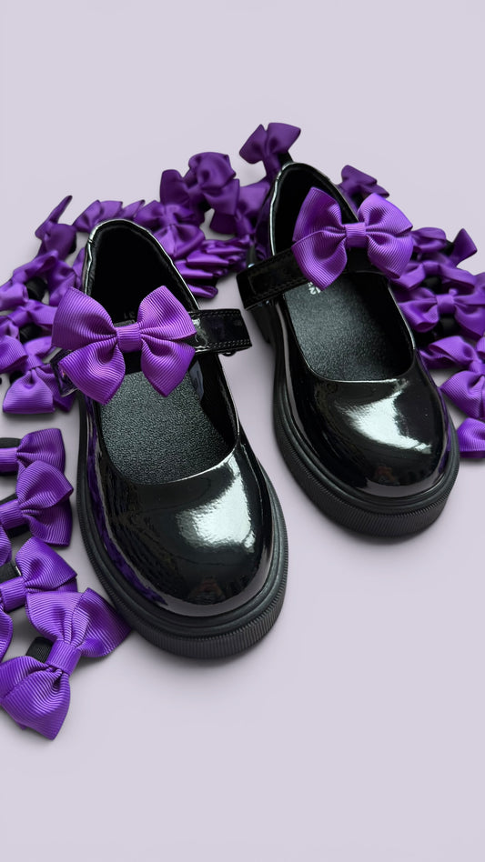 Purple school uniform shoe bows