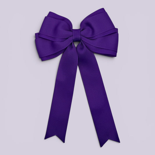 Purple tailed school hair bow clip
