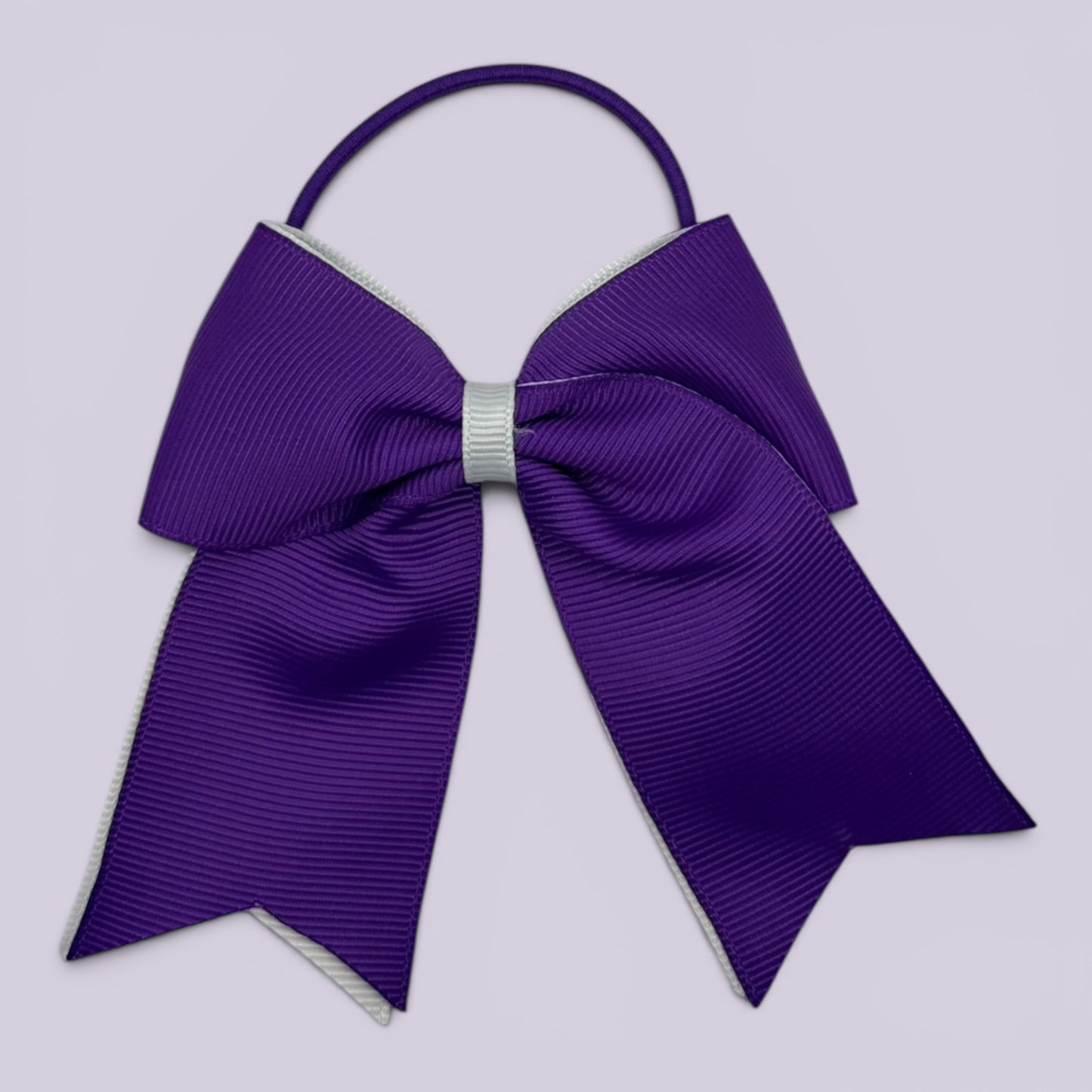 Purple and white tailed school hair bow bobble