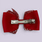Red gingham double bow clip on card