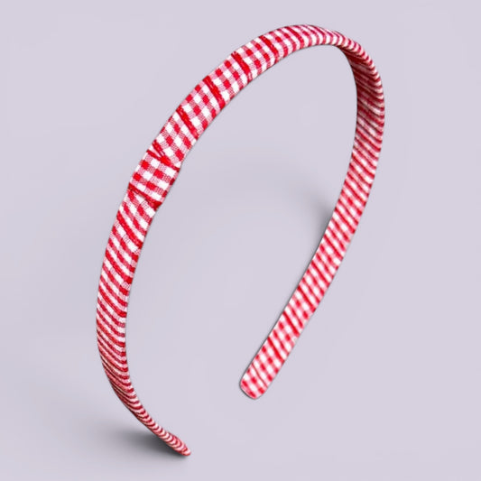 Red gingham school hair headband
