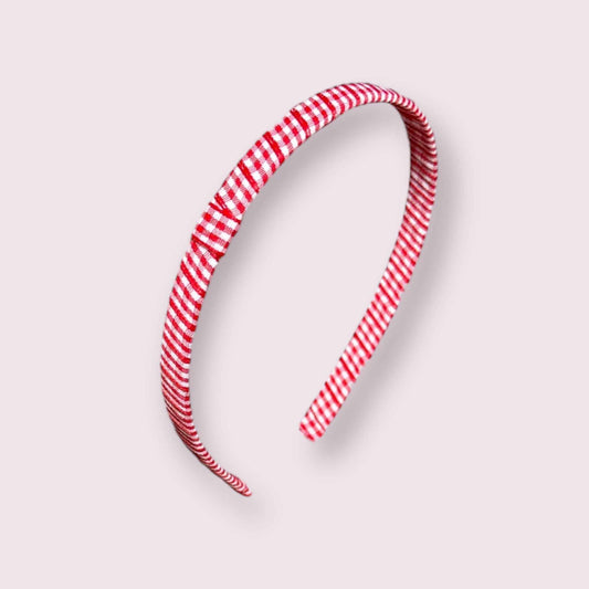 Red gingham school hair headband