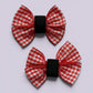 Red gingham matching school shoe bows