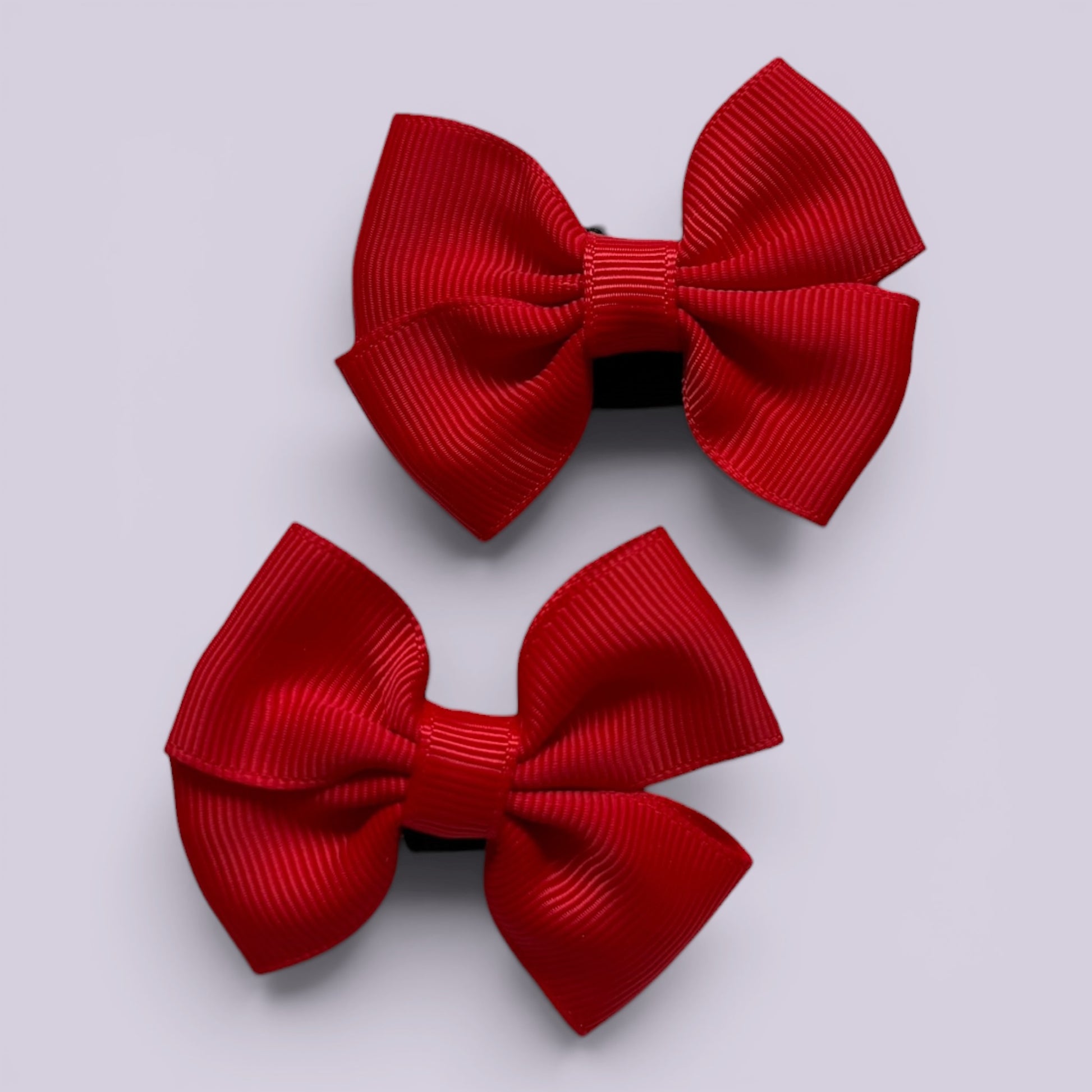 Red shoe bows close up