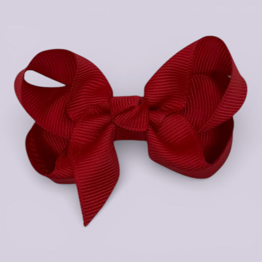 Red small school hair bow clip