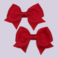 Red small school hair bow clips pair