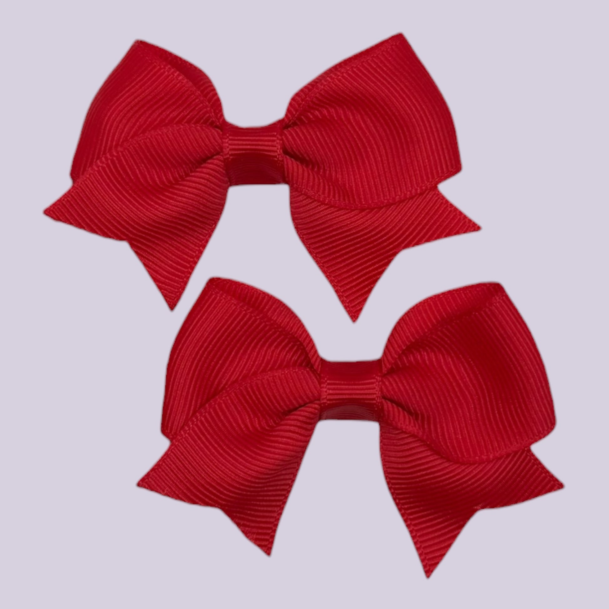 Red small school hair bow clips pair