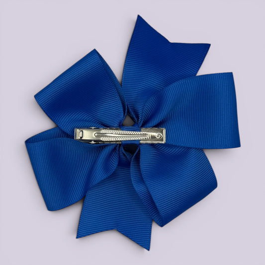 Royal blue gingham bow clip on card